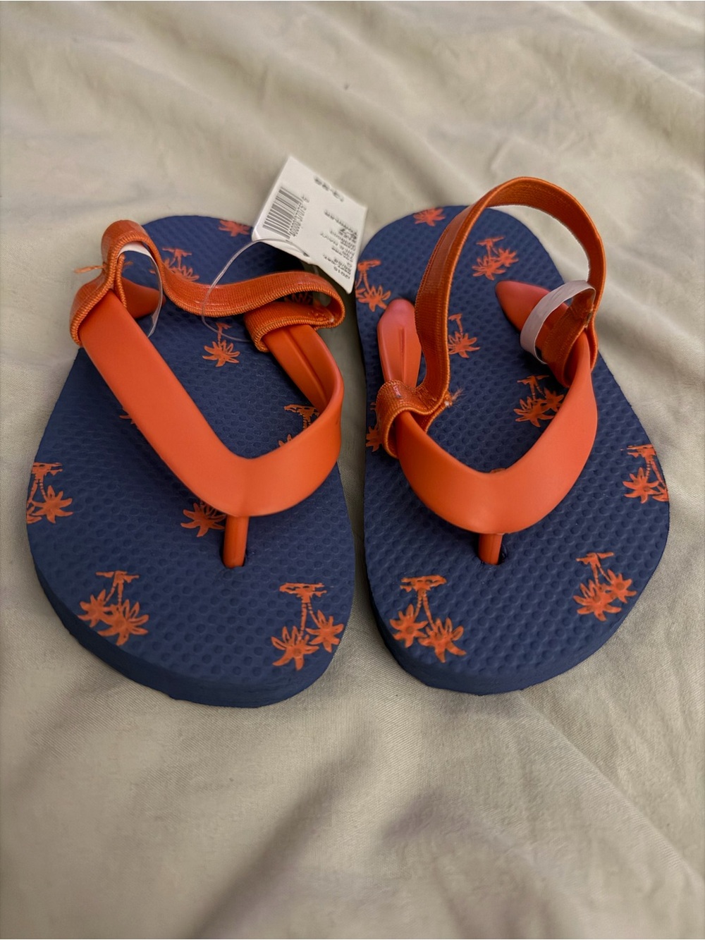 Cat & Jack Navy Blue and Orange Palm-Print Toddler Sandals